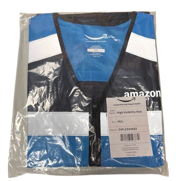 Amazon Flex High Visibility Reflective Safety Delivery Vest Blue M/L - Picture 2 of 4